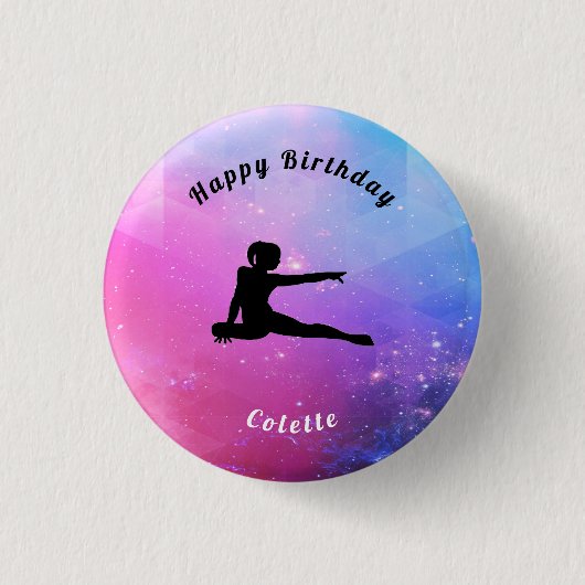 Girls Pink / Blue Happy Birthday Button (Voorkant)