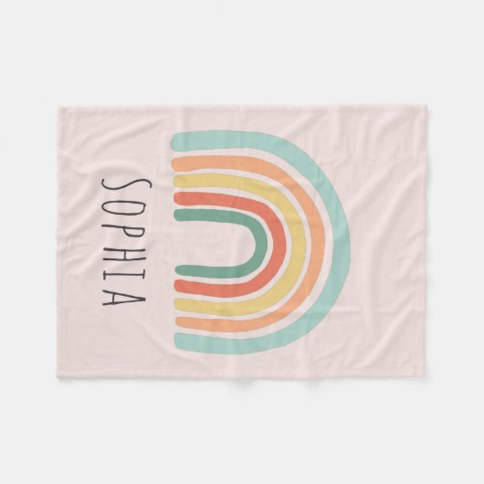 Girls Pink Boho Rainbow Kinderen Fleece Deken (Voorkant (Horizontaal))