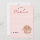 Girls Pink Bunny First Birthday Time Capsule Cards Kaart (Voorkant)