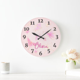 Girls Pink Butterfly Kinder Nursery  Grote Klok