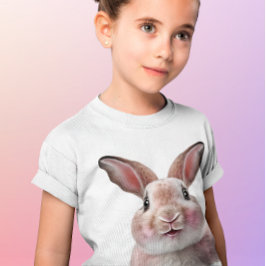 Girls Pink Cute Funny Bunny Rabbit T-shirt