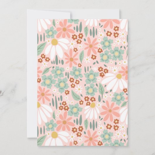 Girls Pink Daisy First Birthday Time Capsule Cards Kaart (Achterkant)