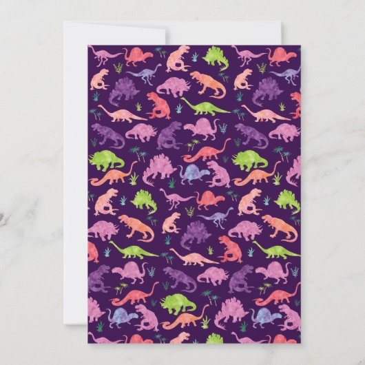 Girls Pink Dinosaur Birthday Waterverf (Achterkant)