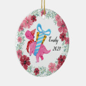 Girls Pink Dinosaur keramisch Ornament (Rechts)