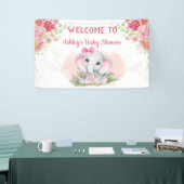 Girls Pink Elephant Floral Custom Baby shower Spandoek (Beurs)