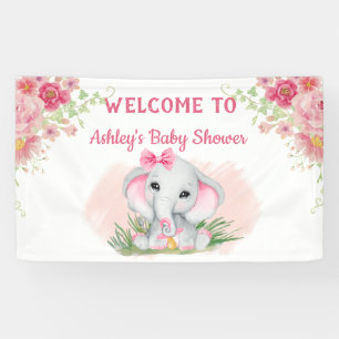 Girls Pink Elephant Floral Custom Baby shower Spandoek