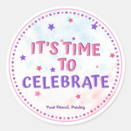 Girls Pink Favor Birthday Party Gymnastiek Ronde Sticker