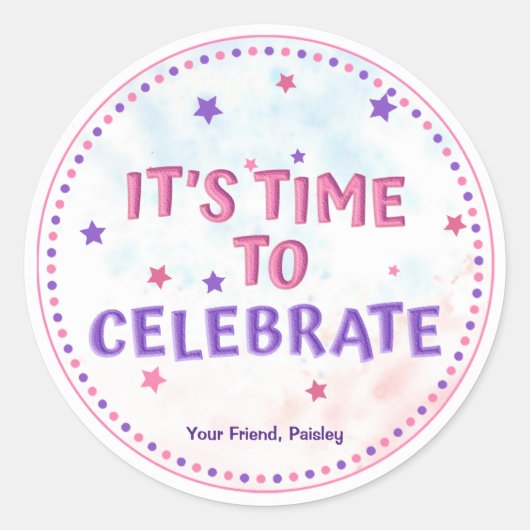 Girls Pink Favor Birthday Party Gymnastiek Ronde Sticker (Voorkant)