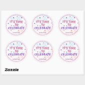 Girls Pink Favor Birthday Party Gymnastiek Ronde Sticker (Vel)