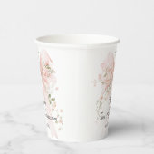 Girl's Pink First Communion Floral Bow Papieren Bekers (Rechts)