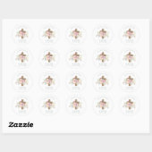 Girls Pink floral BAUTIZO Baptism Bautismo Named Ronde Sticker (Vel)