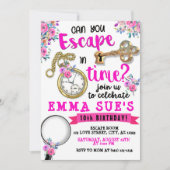 Girl's Pink Floral Escape Room Kaart (Voorkant)