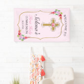 Girls Pink Floral First Heilige Communauteit Welko Spandoek (Insitu)