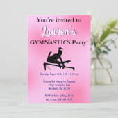 Girls Pink Gymnastics Birthday Party Invitation Kaart (Staand voorkant)