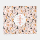 Girls Pink Horse Unicorn Rainbow Kids Fleece Deken (Voorkant (Horizontaal))