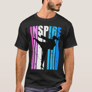 Girls Pink Inspire Karate Birthday Motivatie Da T-shirt