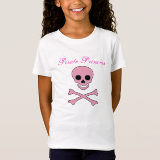 Girls Pink Jolly Roger Pirate Princess T-Shirt