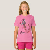 Girls Pink Mermaid Skeleton T-Shirt (Voorkant volledig)