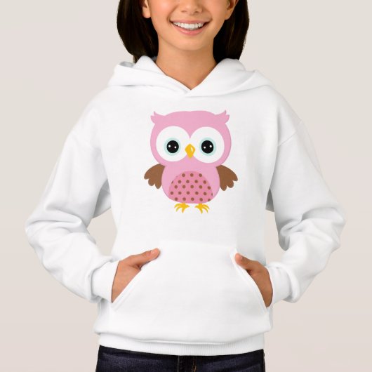 Girls Pink Owl Hoodie (Voorkant)