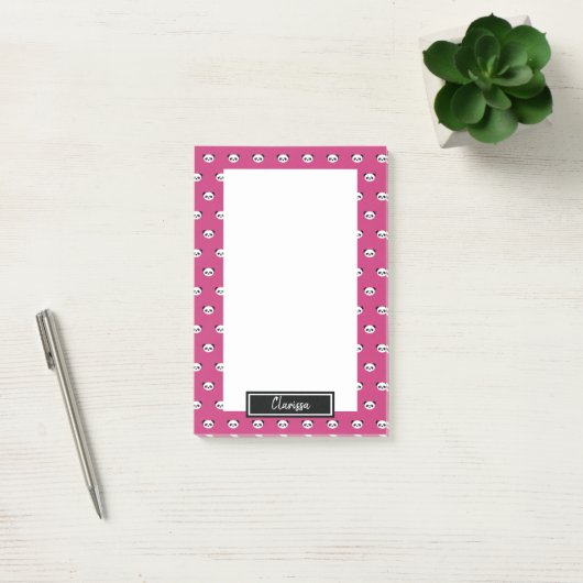 Girls Pink Personalized Panda Beer Animal Kinder Post-it® Notes (Kantoor)