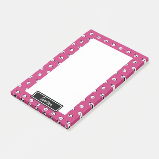 Girls Pink Personalized Panda Beer Animal Kinder Post-it® Notes (Schuin)