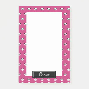 Girls Pink Personalized Panda Beer Animal Kinder Post-it® Notes