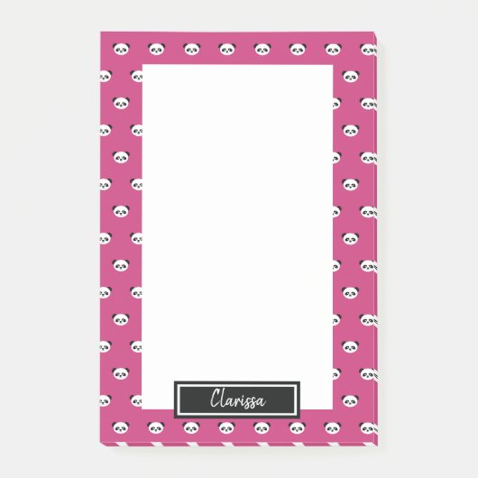 Girls Pink Personalized Panda Beer Animal Kinder Post-it® Notes (Voorkant)