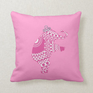 Girl's Pink Princess Cute Elephant American MoJo P Kussen