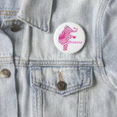 Girls Pink Princess Elephant Button Badge (In situ)