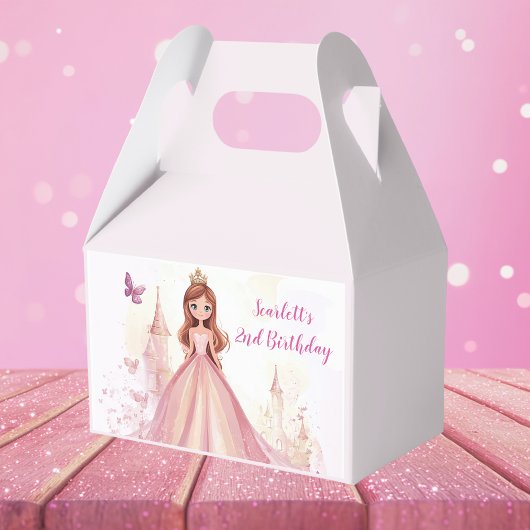 Girls Pink Princess Personalised Favour Box Bedankdoosjes