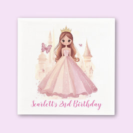 Girls Pink Princess Personalised Party Napkin Servet