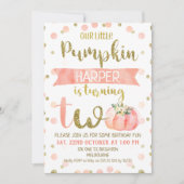 Girls Pink Pumpkin tweede uitnodiging op zaterdag (Voorkant)