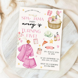 Girls Pink Spa-Jama Sleepover Birthday Invitation Kaart