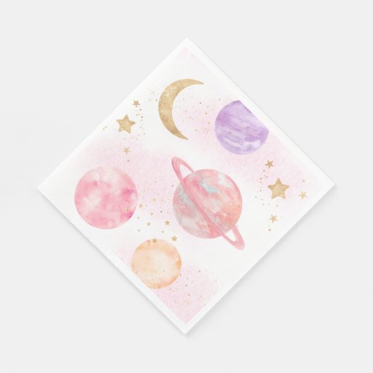 Girl's Pink Space Party servetten (Hoek)