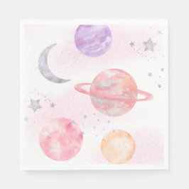 Girl's Pink Space Party servetten