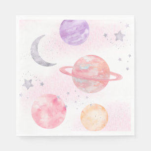 Girl's Pink Space Party servetten