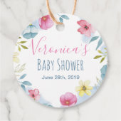 Girls Pink Spring Boho Waterverf Baby shower Bedankjes Labels (Achterkant)