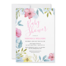 Girls Pink Spring Boho Waterverf Baby shower