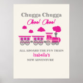 Girls Pink Train 2nd Birthday Party Poster (Voorkant)