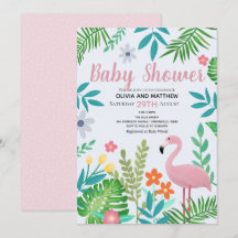 Girls Pink Tropical Oerwoud Flamingo Baby shower