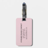 Girl's Pink Waterverf Elephant Safari & Kinder naa Bagagelabel (Achterkant verticaal)