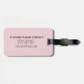 Girl's Pink Waterverf Elephant Safari & Kinder naa Bagagelabel (Achterkant horizontaal)