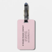 Girl's Pink Waterverf Giraffe Safari & Kinder naam Bagagelabel (Achterkant verticaal)