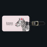 Girl's Pink Waterverf Zebra Safari en Kinder naam Bagagelabel<br><div class="desc">Deze schattige en coole bagage van het meisje is voorzien van een roze waterverf zebra en heeft plaats voor u om de naam van uw kind of baby toe te voegen, evenals een contactnummer en e-mailadres. Ideaal voor de eerste vakantie van je baby of voor elke zebra. Bekijk de rest...</div>