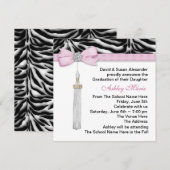 Girls Pink Zebra afstudeeraankondigingen Kaart (Voorkant / Achterkant)