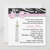 Girls Pink Zebra afstudeeraankondigingen Kaart (Voorkant)