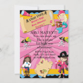 Girls Pirate Adventure Birthday Party Invite Kaart (Achterkant)