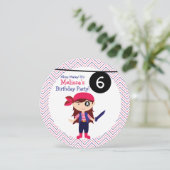 Girls Pirate Any Age Birthday Party Kaart (Staand voorkant)