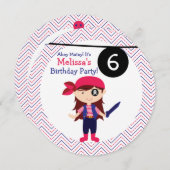 Girls Pirate Any Age Birthday Party Kaart (Voorkant / Achterkant)