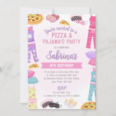 Girls Pizza & Pajama Party Invite - Sleepover Fun Kaart (Voorkant)